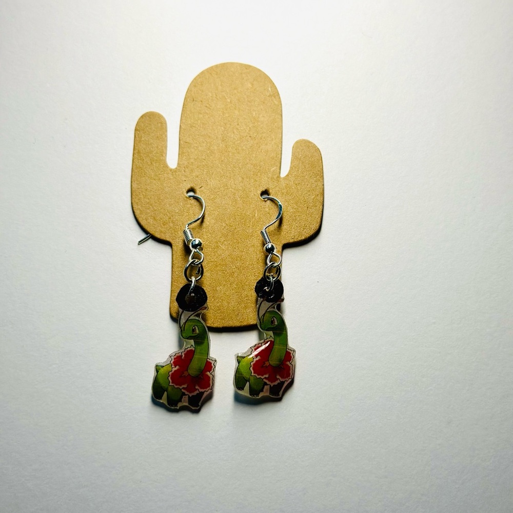 Meganium pokemon earrings